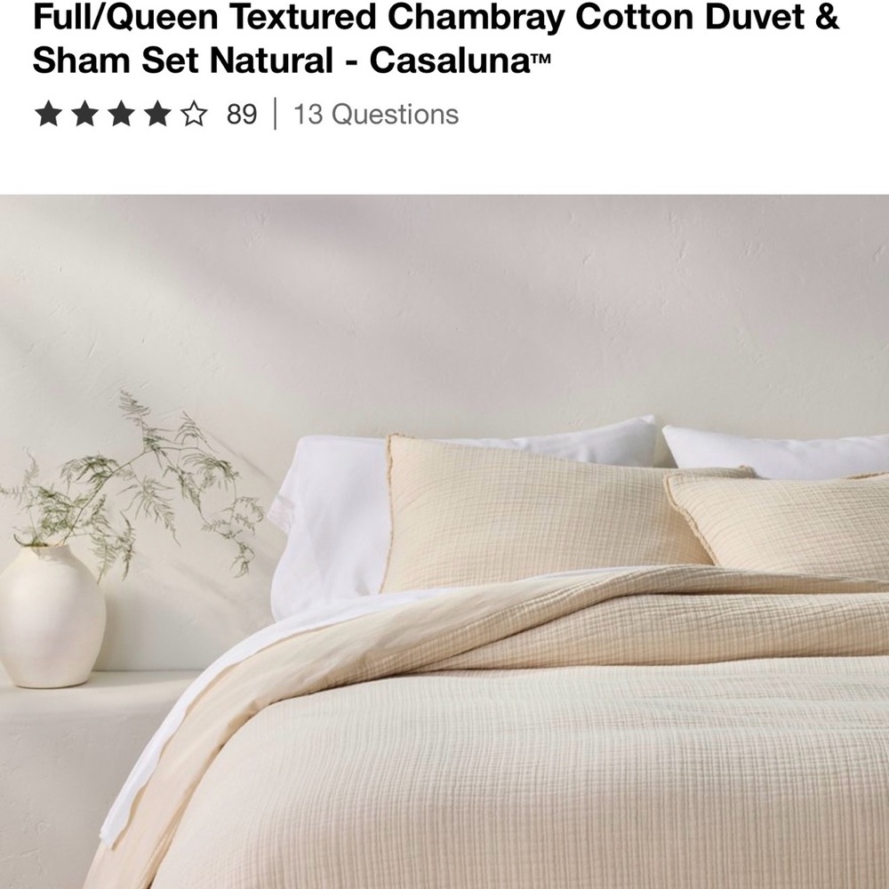 Casaluna Natural Chambray Cotton Duvet & Sham Set